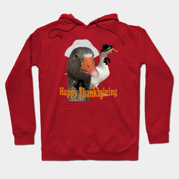 Fun Happy Thanksgiving Pilgrim Duck Couple In Costume Hoodie by taiche